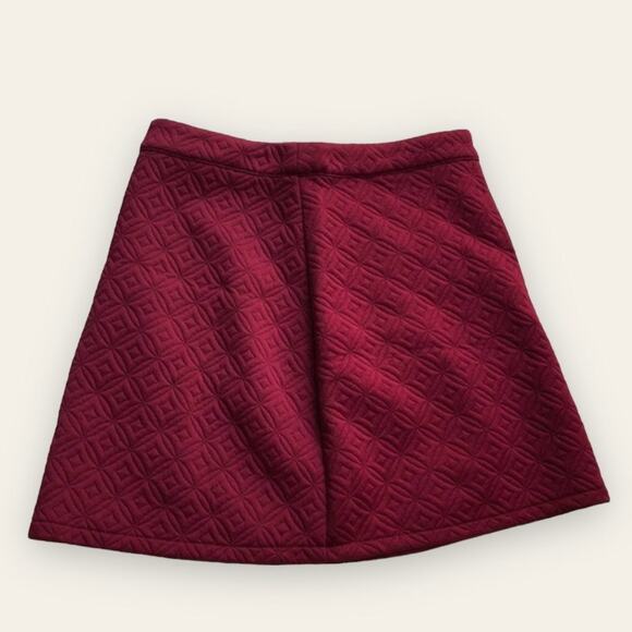 NWT Forever 21 quilted burgundy red a-line high rise skirt xs - Picture 1 of 6